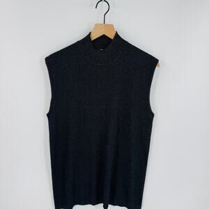 Vintage Chico’s Design Black Mock Neck Sweater Vest Size 3 (XL) Knit Minimalist